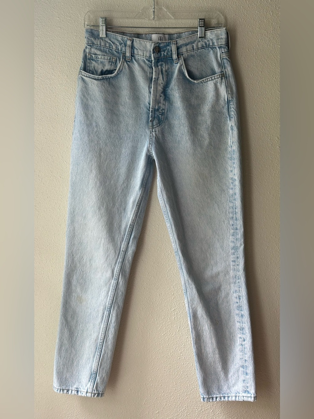 ANINE BING Light Wash High Rise Button Fly Straight Rigid Cotton Jeans Size 29